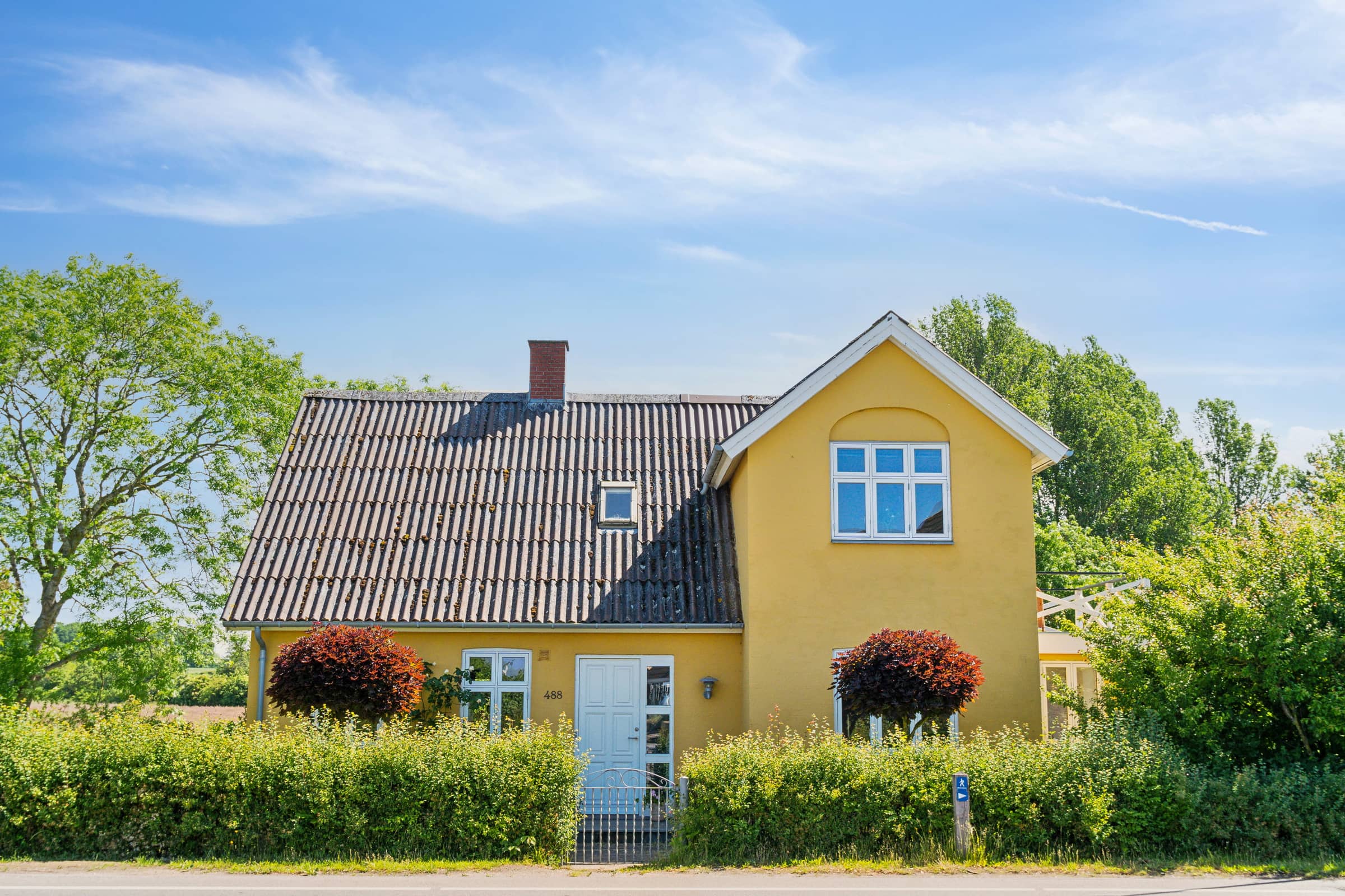 Smuk gul landvilla nær vandet billede 2